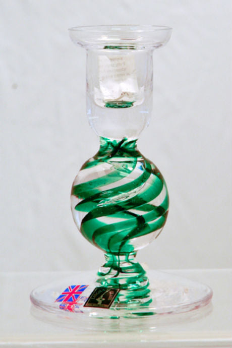 Handmade glass balmoral emerald candlestick