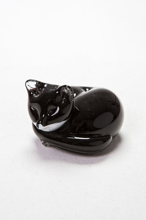 Black Cat Resting, handmade at Langham Glass in Norfolk