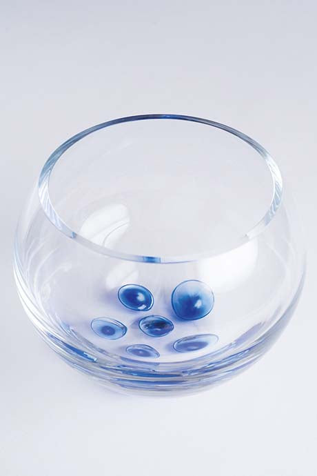 Handmade glass cosmos sapphire bowl