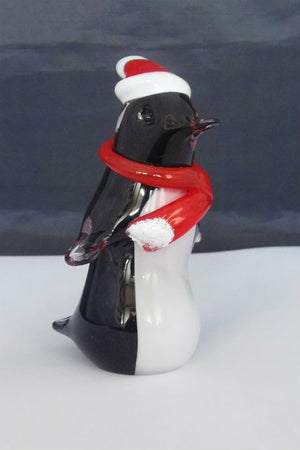 Langham Glass Christmas Penguin with Santa hat and scarf