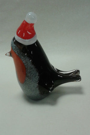 Langham Glass Christmas Robin with Hat