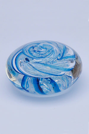 Forever into glass cremation ashes pebble paperweight