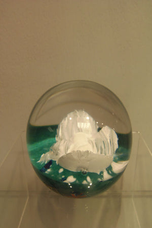 Handmade glass limited edition Arctic Ice paperweight