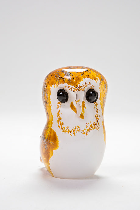 Cute Hand Crafted Barn Owl by Langham Glass, Norfolk