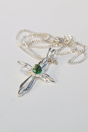 Forever into glass cremation cross necklace