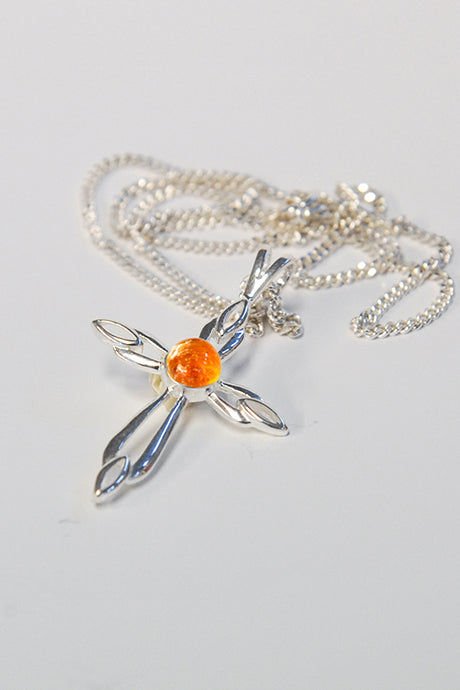 Forever into glass cremation cross necklace