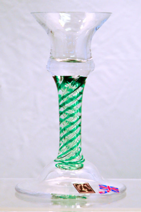 Handmade glass olde english emerald candlestick
