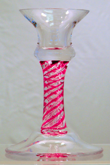 Handmade glass olde english ruby candlestick