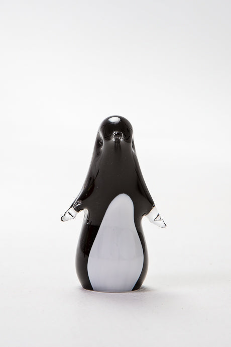 Black and white Penguin handmade in Norfolk at Langham Glass