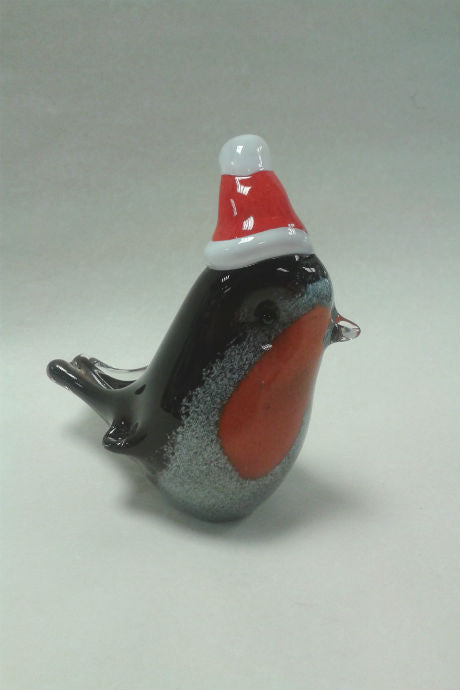 Langham Glass Christmas Robin with Hat