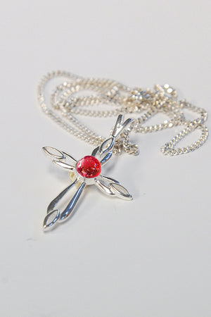 Forever into glass cremation cross necklace