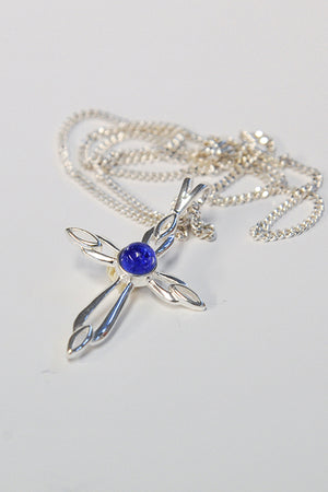Forever into glass cremation cross necklace