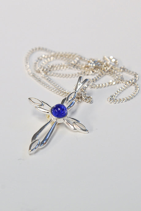 Forever into glass cremation cross necklace
