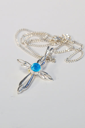 Forever into glass cremation cross necklace