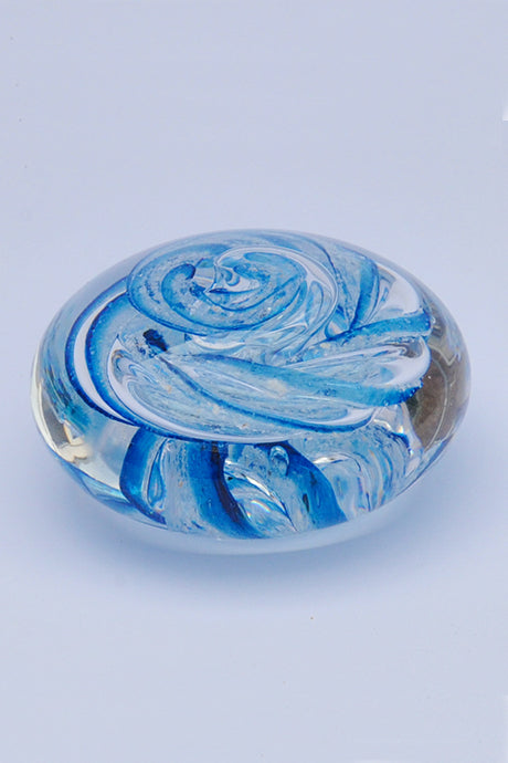 Forever into glass cremation ashes pebble paperweight