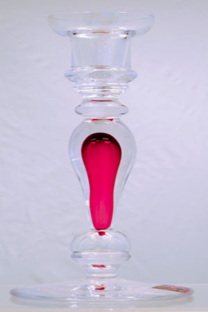 Handmade glass windsor ruby candlestick