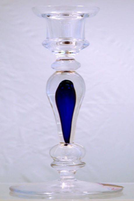Handmade glass windsor sapphire candlestick